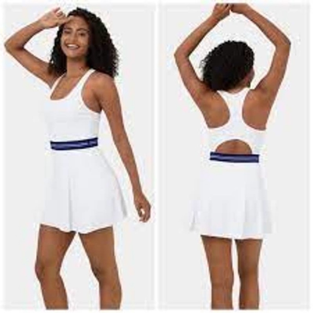 Halara Cloudful Air U Neck Backless Racerback Tennis Dress Medium White